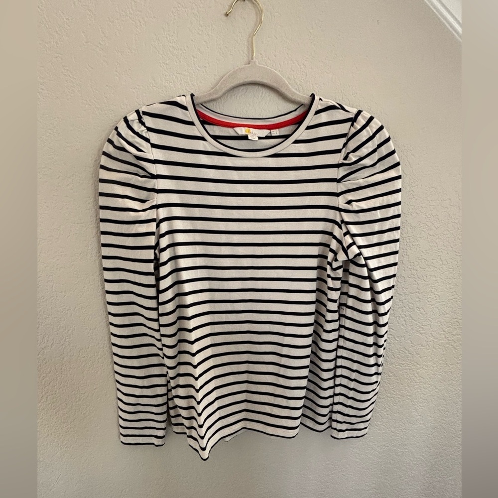 Boden striped puff sleeve shirt